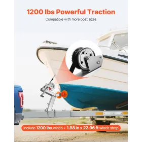 VEVOR Boat Trailer Winch Stand with Roller, 544 kg Winch & 51 mm x 7.6 m Winch Strap, Boat Winch Mount with U-Bolt for 50.8-76.2