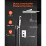 VEVOR Shower Faucet Set, Rainfall Bathroom Shower System with 12-Inch (30.5cm) Square Rain Shower Head and Handheld Spray, Wall 