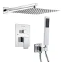 Shower Faucet Set, Rainfall Bathroom Shower System with 12-Inch (30.5cm) Square Rain Shower Head and Handheld Spray, Wall Mounte