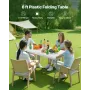 VEVOR Folding Table, 6 Ft Heavy Duty Portable Fold-in-Half Utility Table, Indoor Outdoor Plastic Rectangle Table with Built in H