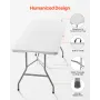 VEVOR Folding Table, 6 Ft Heavy Duty Portable Fold-in-Half Utility Table, Indoor Outdoor Plastic Rectangle Table with Built in H