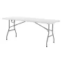 Folding Table, 6 Ft Heavy Duty Portable Fold-in-Half Utility Table, Indoor Outdoor Plastic Rectangle Table with Built in Handle,