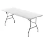 VEVOR Folding Table, 6 Ft Heavy Duty Portable Fold-in-Half Utility Table, Indoor Outdoor Plastic Rectangle Table with Built in H