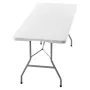 Folding Table, 6 Ft Heavy Duty Portable Fold-in-Half Utility Table, Indoor Outdoor Plastic Rectangle Table with Built in Handle,