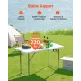 Folding Table, 4 Ft Heavy Duty Portable Fold-in-Half Utility Table, Indoor Outdoor Plastic Rectangle Table with Adjustable Heigh