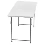 Folding Table, 4 Ft Heavy Duty Portable Fold-in-Half Utility Table, Indoor Outdoor Plastic Rectangle Table with Adjustable Heigh