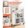 VEVOR rullende biblioteksbogsvogn, 150 kg Kapacitet, 77 x 38 x 122 cm biblioteksvogn, enkeltsidede L-formede hylder med 76,2 mm