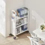 VEVOR rullende biblioteksbogsvogn, 150 kg Kapacitet, 77 x 38 x 122 cm biblioteksvogn, enkeltsidede L-formede hylder med 76,2 mm