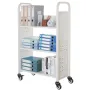 Rolling Library Book Cart, 150 kg Capacity, 77 x 38 x 122 cm Library Cart, Single Sided L-Shaped Shelves with 76.2 mm Lockable W