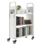 VEVOR rullende biblioteksbogsvogn, 150 kg Kapacitet, 77 x 38 x 122 cm biblioteksvogn, enkeltsidede L-formede hylder med 76,2 mm