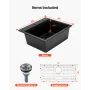 63 cm Kitchen Sink Workstation, Top Mount Granite Sinks, Drop-In Single Bowl Farmhouse Basin with Multiple Accessories, Househol