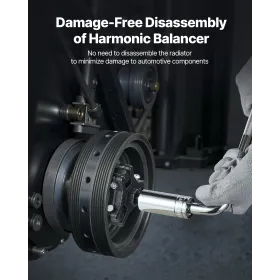 Harmonic Balancer Puller Kit, Adjustable 3-Jaw Puller Fits Most Late Model Vehicles, 3-Jaw Pulley Puller Set with 4 Forcing Rods