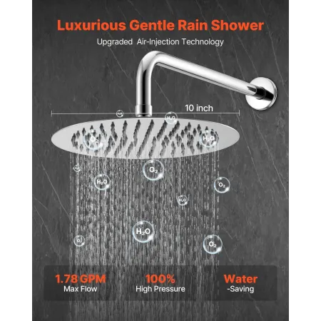 VEVOR Shower Faucet Set, Rainfall Bathroom Shower System with 10-Inch (25.4cm) Round Rain Shower Head and Handheld Spray, Wall M