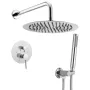 Shower Faucet Set, Rainfall Bathroom Shower System with 10-Inch (25.4cm) Round Rain Shower Head and Handheld Spray, Wall Mounted