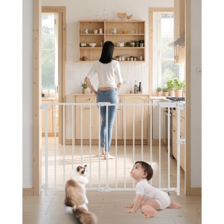 Baby Gate 29.5-43 Inches Adjustable Width 28 Inches High Dog Gate White
