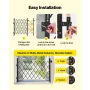 VEVOR Single Folding Security Gate, Lockable Scissor Gate with 360° Swivel Casters, Outdoor Barricade Steel Retractable Gates, f