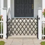 VEVOR Single Folding Security Gate, Lockable Scissor Gate with 360° Swivel Casters, Outdoor Barricade Steel Retractable Gates, f