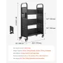 Rolling Library Book Cart, 150 kg Capacity, 77 x 38 x 122 cm Library Cart, Single Sided L-Shaped Shelves with 76.2 mm Lockable W