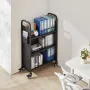 VEVOR Rolling Library Book Cart, 150 kg Capacity, 77 x 38 x 122 cm Library Cart, Single Sided L-Shaped Shelves with 76.2 mm Lock