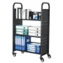 VEVOR Rolling Library Book Cart, 150 kg Capacity, 77 x 38 x 122 cm Library Cart, Single Sided L-Shaped Shelves with 76.2 mm Lock