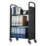 VEVOR rullende biblioteksbogsvogn, 150 kg Kapacitet, 77 x 38 x 122 cm biblioteksvogn, enkeltsidede L-formede hylder med 76,2 mm