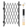 Single Folding Security Gate, Lockable Scissor Gate with 360° Swivel Casters, Outdoor Barricade Steel Retractable Gates, for Ent