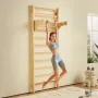 VEVOR Swedish Ladder Wall Gym, 10-Level Solid Wood Indoor Jungle Gym, 220lbs Loading Indoor Playground Climbing Ladder for Kid A