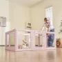 Dog Whelping Box, 1.54x1x0.6 m Plastic Dog Whelping Pen for Medium Sized Dogs, Waterproof Transparent Puppy Playpen with Windows