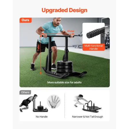 VEVOR Weight Sled, Steel Power Sled, Fitness Training Sleds for Athletic Exercise Speed Improvement, Workout Equipment with Adju