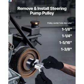 VEVOR Power Steering Pump Pulley Puller/Installer Tool Set, Compatible with Ford, GM V6, and VW Vehicles, Pump Pulley Remover In