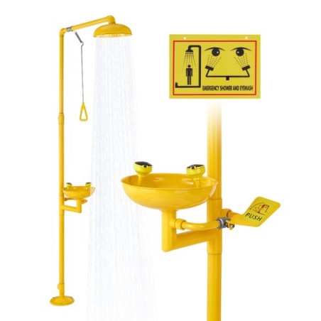 Emergency Shower Eye Wash Station Combination OSHA-Approved Eyewash Unit