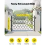 VEVOR Single Folding Security Gate, Lockable Scissor Gate with 360° Swivel Casters, Outdoor Barricade Steel Retractable Gates, f