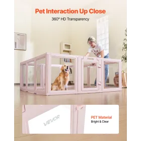 Dog Whelping Box, 1.54x1.5x0.6 m, Transparent Plastic Dog Whelping Pen for Large Sized Dogs, Waterproof Puppy Playpen with Windo