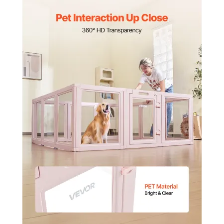 VEVOR Dog Whelping Box, 1.54x1.5x0.6 m, Transparent Plastic Dog Whelping Pen for Large Sized Dogs, Waterproof Puppy Playpen with