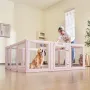 Dog Whelping Box, 1.54x1.5x0.6 m, Transparent Plastic Dog Whelping Pen for Large Sized Dogs, Waterproof Puppy Playpen with Windo