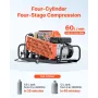 PCP Air Compressor, 4500PSI/30Mpa Diving Scuba Tank Air Compressor, 60 L/min Four-Cylinder Auto Stop PCP Rifle Compressor Pump w