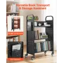 VEVOR rullende biblioteksbogsvogn, 150 kg Kapacitet, 77 x 38 x 122 cm biblioteksvogn, enkeltsidede V-formede hylder med 76,2 mm