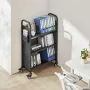 VEVOR Rolling Library Book Cart, 150 kg Capacity, 77 x 38 x 122 cm Library Cart, Single Sided V-Shaped Shelves with 76.2 mm Lock