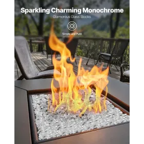 Fire Glass, 10 LBS / 4.5 KG High-Temperature Resistant Fireplace Rocks, 1/2-Inch / 12.7 mm Reflective & Smokeless Firepit Glass 