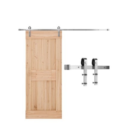 8FT Sliding Barn Door Hardware Kit for Single Sliding Barn Door Silver