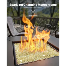 Fire Glass, 10 LBS / 4.5 KG High-Temperature Resistant Fireplace Rocks, 1/2-Inch / 12.7 mm Reflective & Smokeless Firepit Glass 