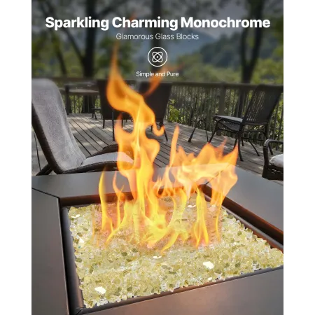 Fire Glass, 10 LBS / 4.5 KG High-Temperature Resistant Fireplace Rocks, 1/2-Inch / 12.7 mm Reflective & Smokeless Firepit Glass 