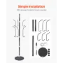 Coat Rack Freestanding, Coats Tree Stand with Stable Marble Base & 6 Hooks, Free Standing Hall Coat Rack for Entryway, Bedroom, 