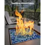 VEVOR Fire Glass, 10 LBS / 4,5 KG Pejsesten, 1/2-tommer / 12,7 mm Reflekterende Firepit Glas Rock, højglans og røgfri sto