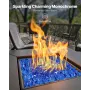 VEVOR Fire Glass, 10LBS / 4.5KG High-Temperature Resistant Fireplace Rocks, 1/2-Inch / 12.7 mm Reflective & Smokeless Firepit Gl