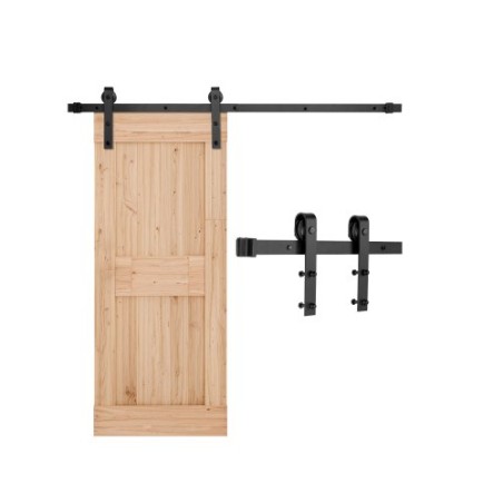 5FT Sliding Barn Door Hardware Kit for Single Sliding Barn Door Black