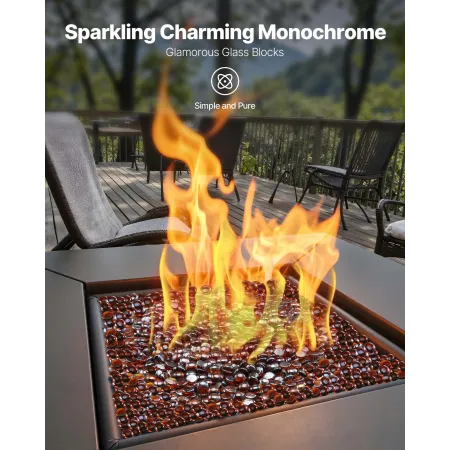 Fire Glass, 10LBS / 4.5KG High-Temperature Resistant Fireplace Rocks, 3/4-Inch / 19.05 mm Reflective & Smokeless Firepit Glass B