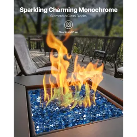 VEVOR Fire Glass, 10LBS / 4.5KG High-Temperature Resistant Fireplace Rocks, 1/2-Inch / 12.7 mm Reflective & Smokeless Firepit Gl