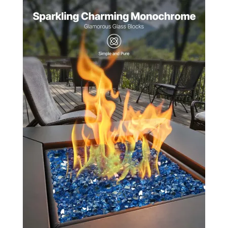 Fire Glass, 10LBS / 4.5KG High-Temperature Resistant Fireplace Rocks, 1/2-Inch / 12.7 mm Reflective & Smokeless Firepit Glass Ro