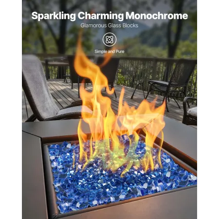 Fire Glass, 10LBS / 4.5KG High-Temperature Resistant Fireplace Rocks, 1/4-Inch / 6.35 mm Reflective & Smokeless Firepit Glass Ro